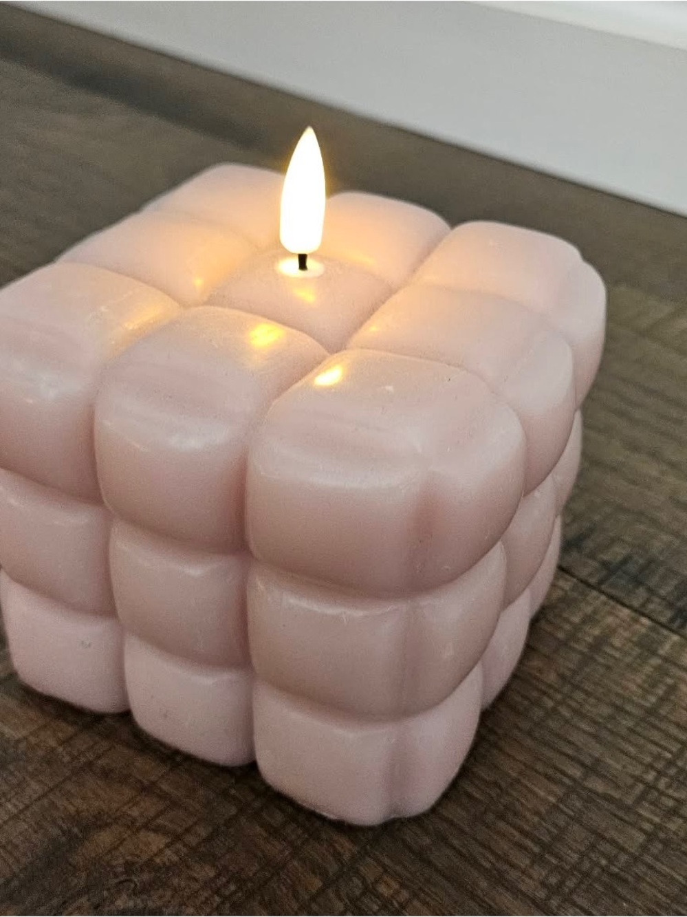 4 Pink Bubble Cube Battery Operated Candle
